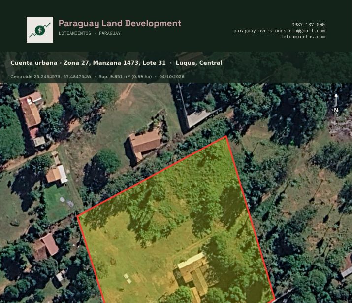 Portada del informe: Lote urbano de 1 hectárea en Luque, Central