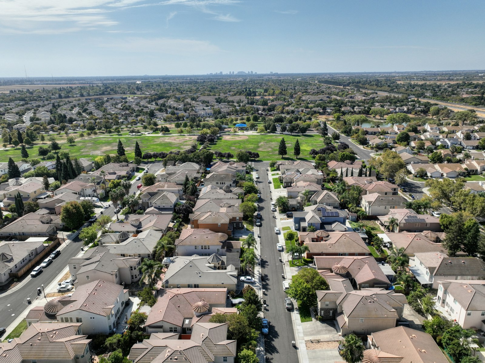 Vista aérea de un barrio residencial